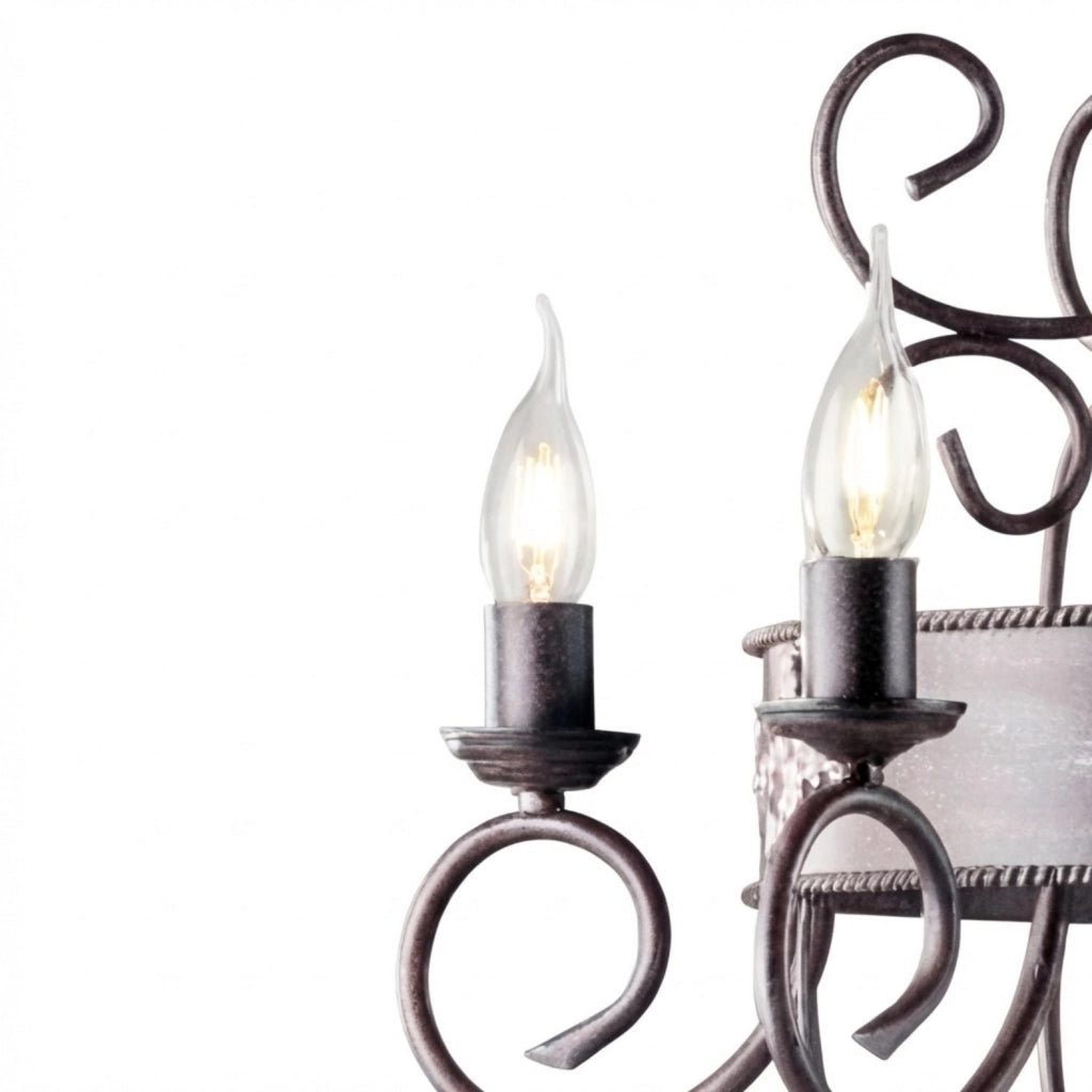 Lampadario Rustico Baltimora Metallo Nero Ruggine - Corten 5 Luci E14