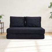 Divano letto 2 in 1 in tessuto nero con schienali rimovibili 150x33x32 cm