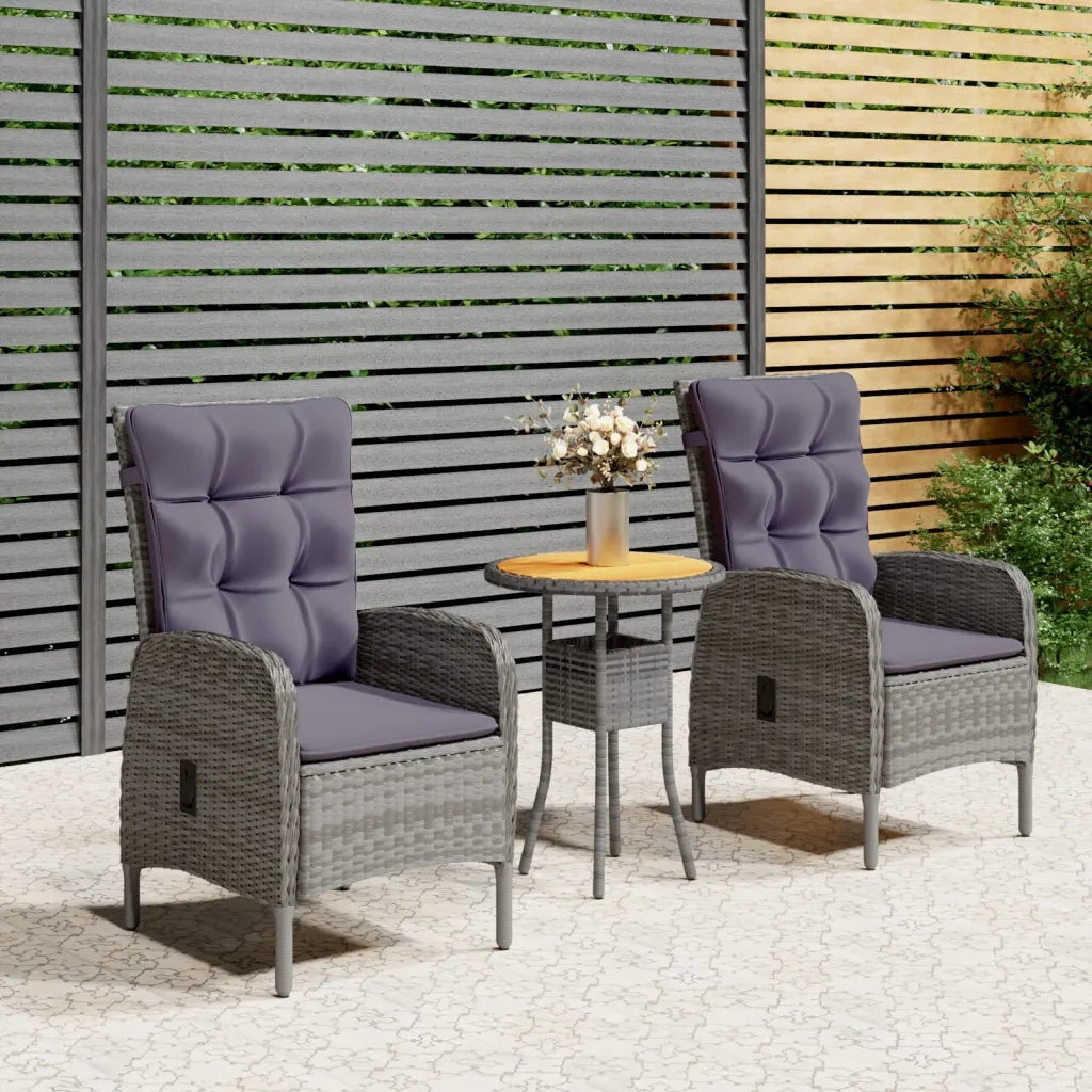 Set da Bistrot per Giardino 3 pz | Set Salotto da Giardino in Polyrattan Grigio
