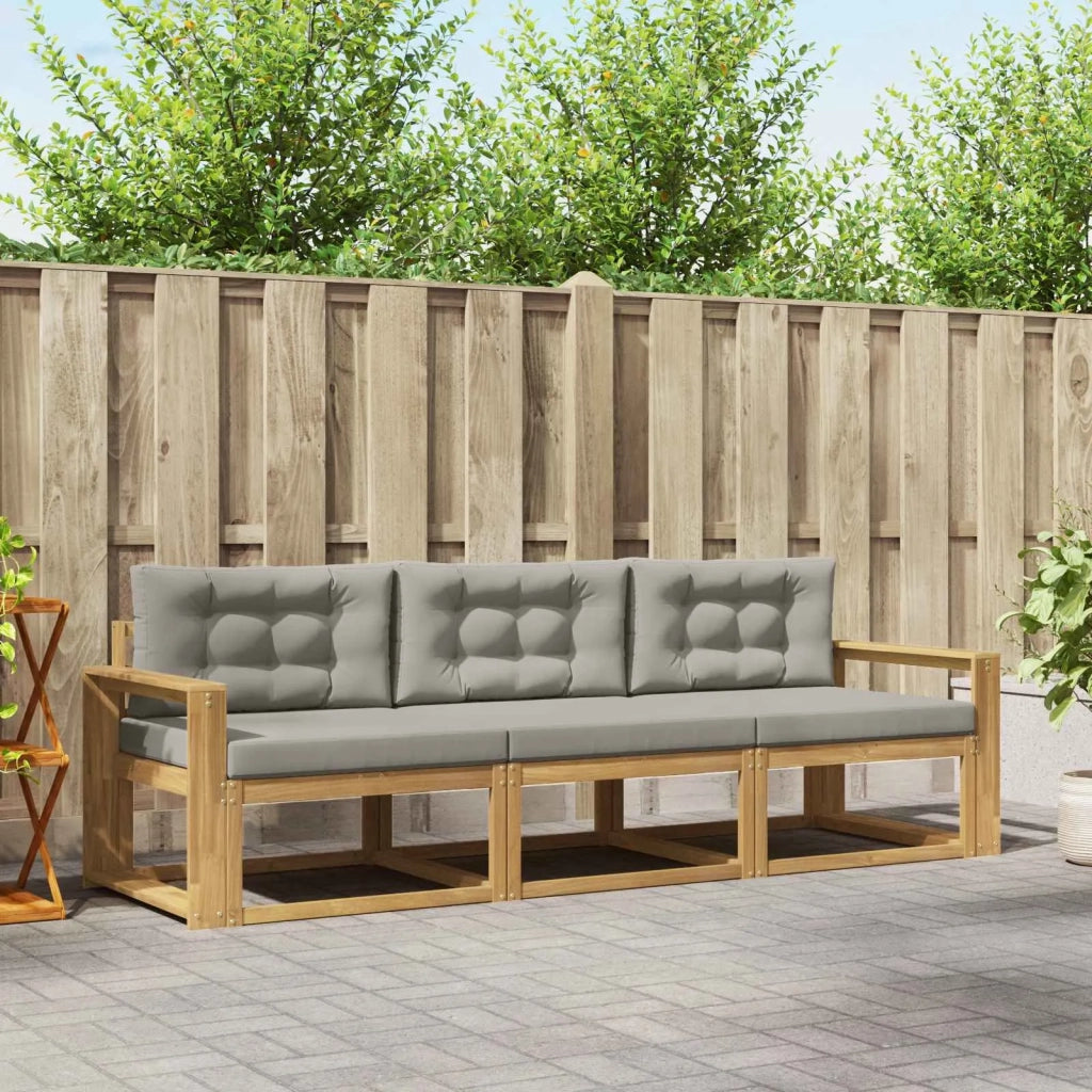 Set di divani da esterno 3 pcs Bianco e Grigio Chiaro