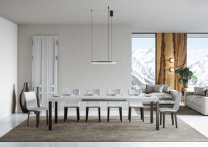 Tavolo Allungabile 120/380x90 cm Everyday Bianco Frassino Gambe Antracite