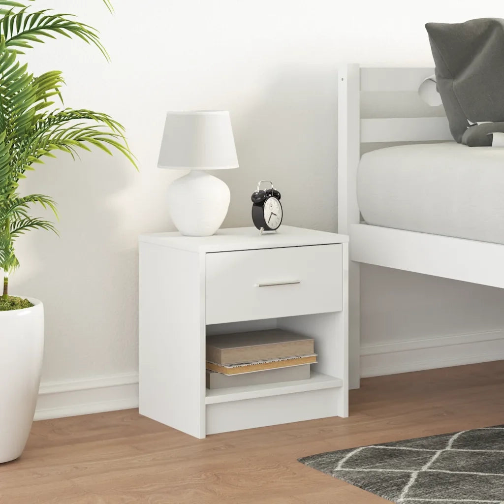 Comodino | Armadio da Notte | Mobiletto da notte con Cassetto Bianco 39x28x41 cm