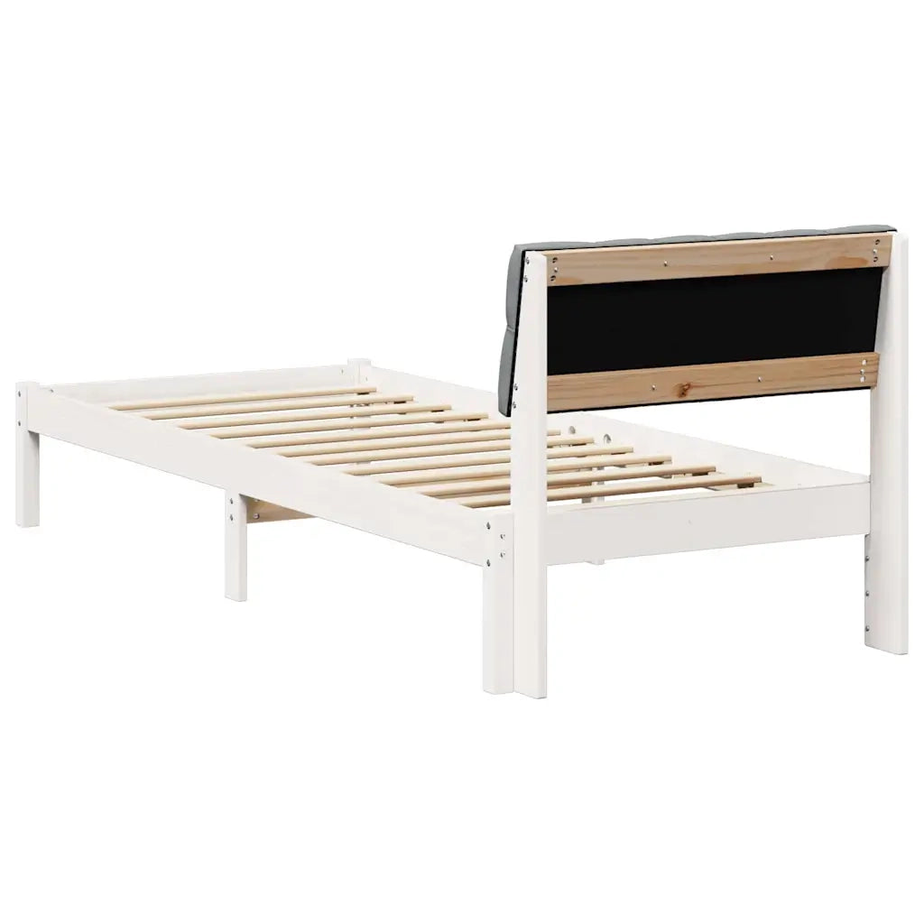 Struttura del Letto Bianco e grigio chiaro 75 x 190 cm 878653
