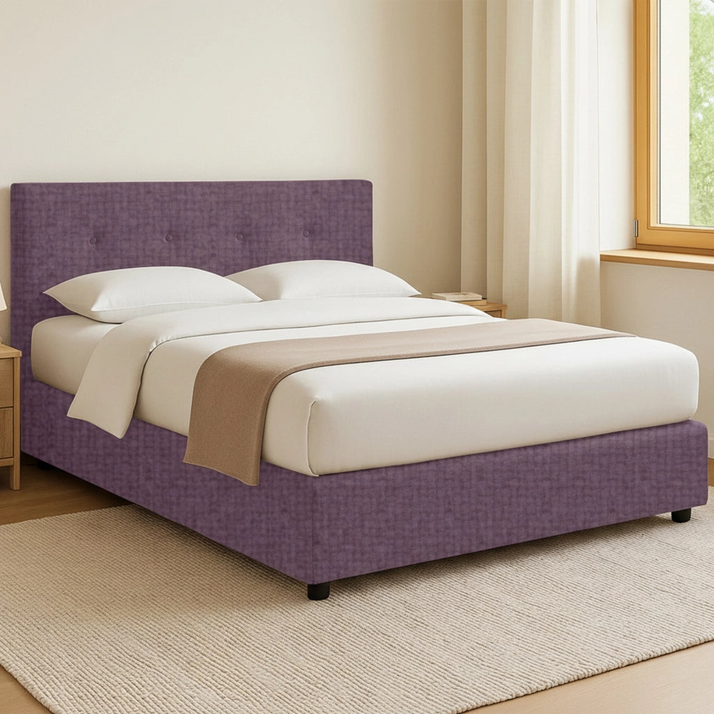 Bolton, Letto Piazza e Mezza Sfoderabile Made in Italy, Viola Lilla