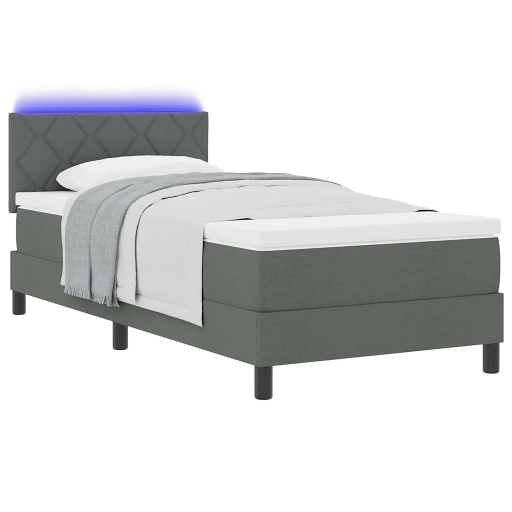Letto a molle con materasso Grigio scuro 90 x 190 cm Tessuto
