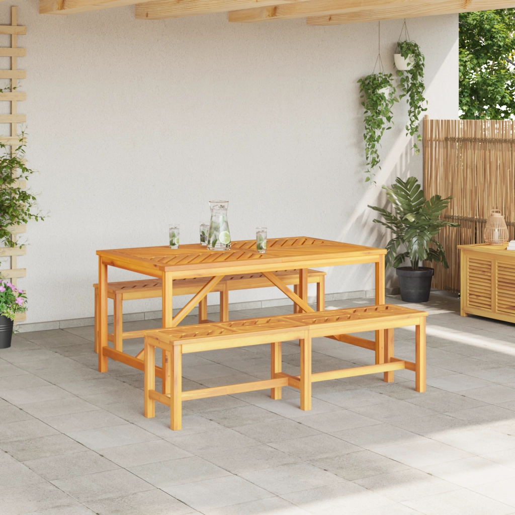 Set pranzo giardino in legno massello di acacia 3 pezzi