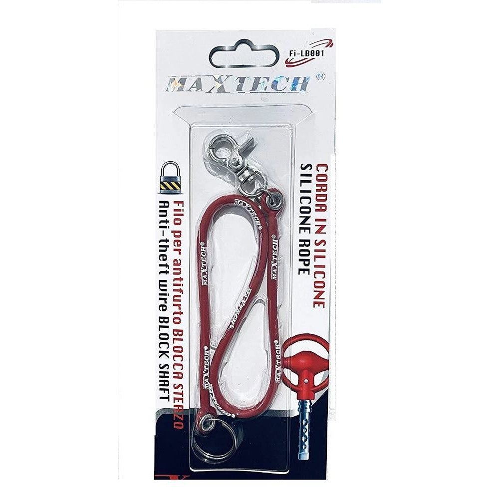 Trade Shop - Portachiavi Block Shaft Auto Corda Silicone Antifurto Bloccasterzo Filb001 Rosso -