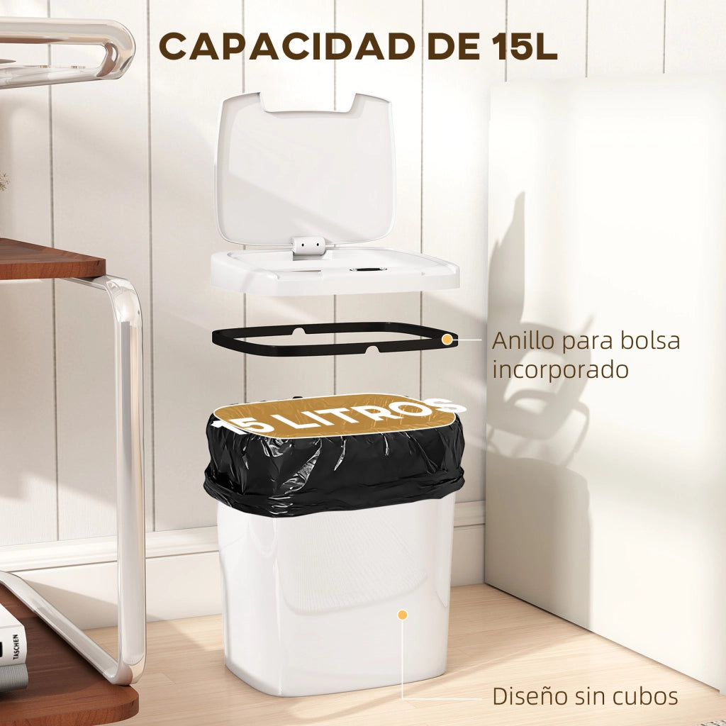 Cestino Automatico per Cucina 15L con Sensore Infrarosso ¨C zephmum ¨C Bianco