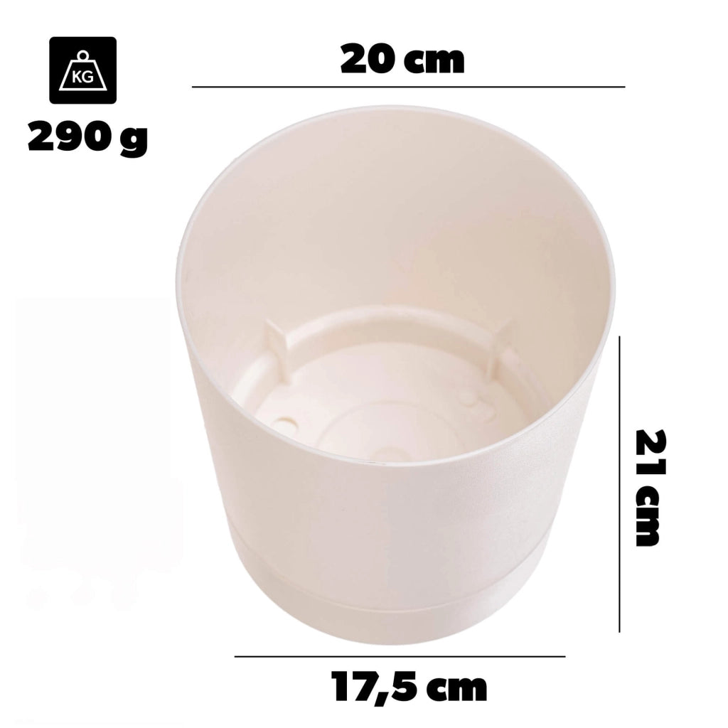 Vaso da fiori KADAX con coprivaso e sottovaso, rotondo, 20 cm, set da 2