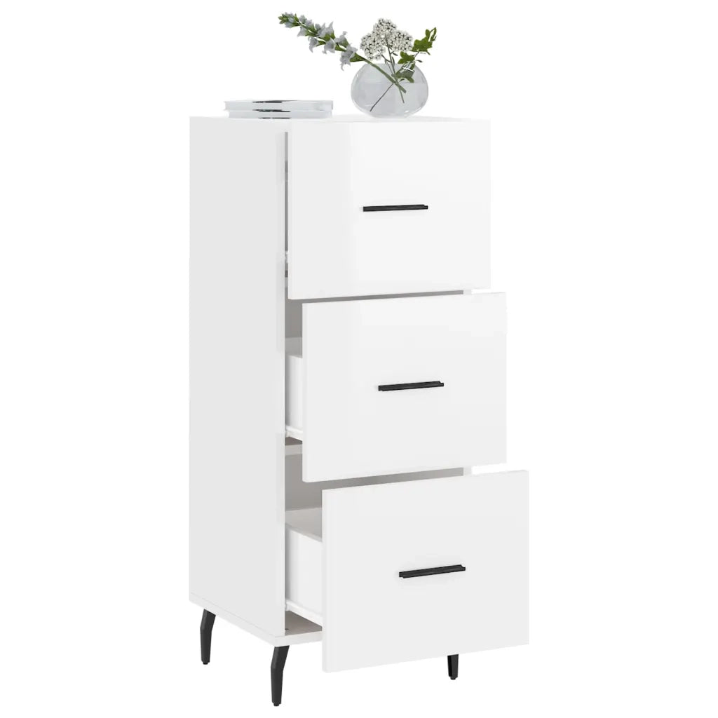 Credenza Bianco Lucido 34,5x34x90 cm in Legno Multistrato 828622