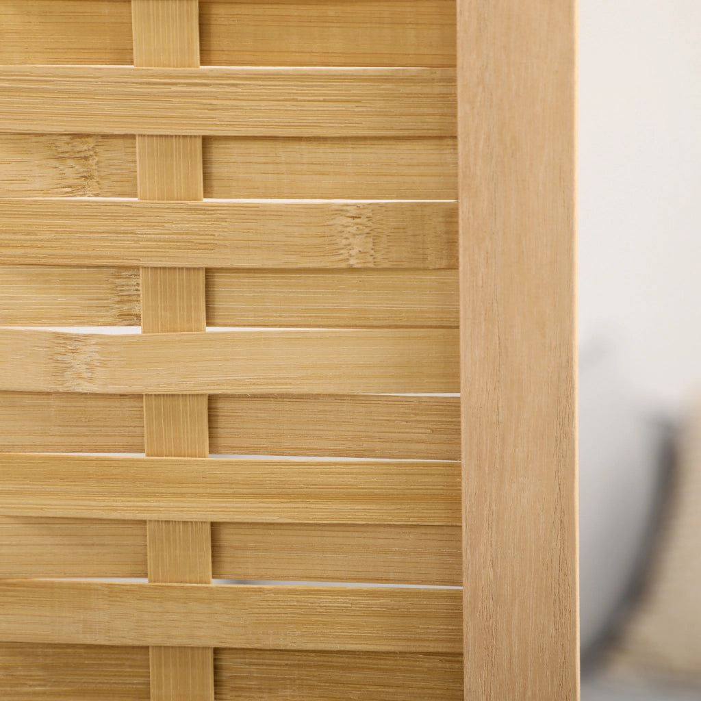 Paravento divisorio in bambù a 3 pannelli pieghevole 120x170 cm, colore naturale, pronto all’uso