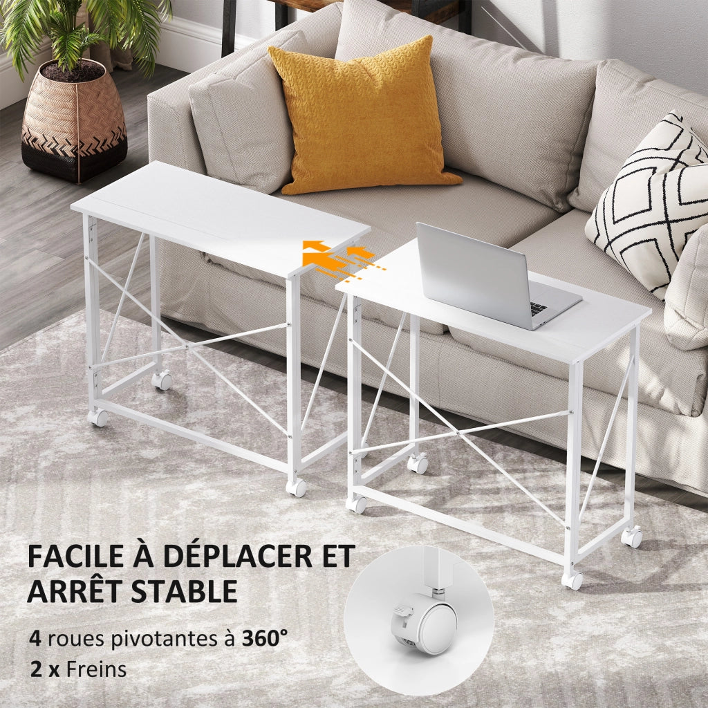 Scrivania pieghevole con ruote ¨C zephmum ¨C bianco 80x40 cm