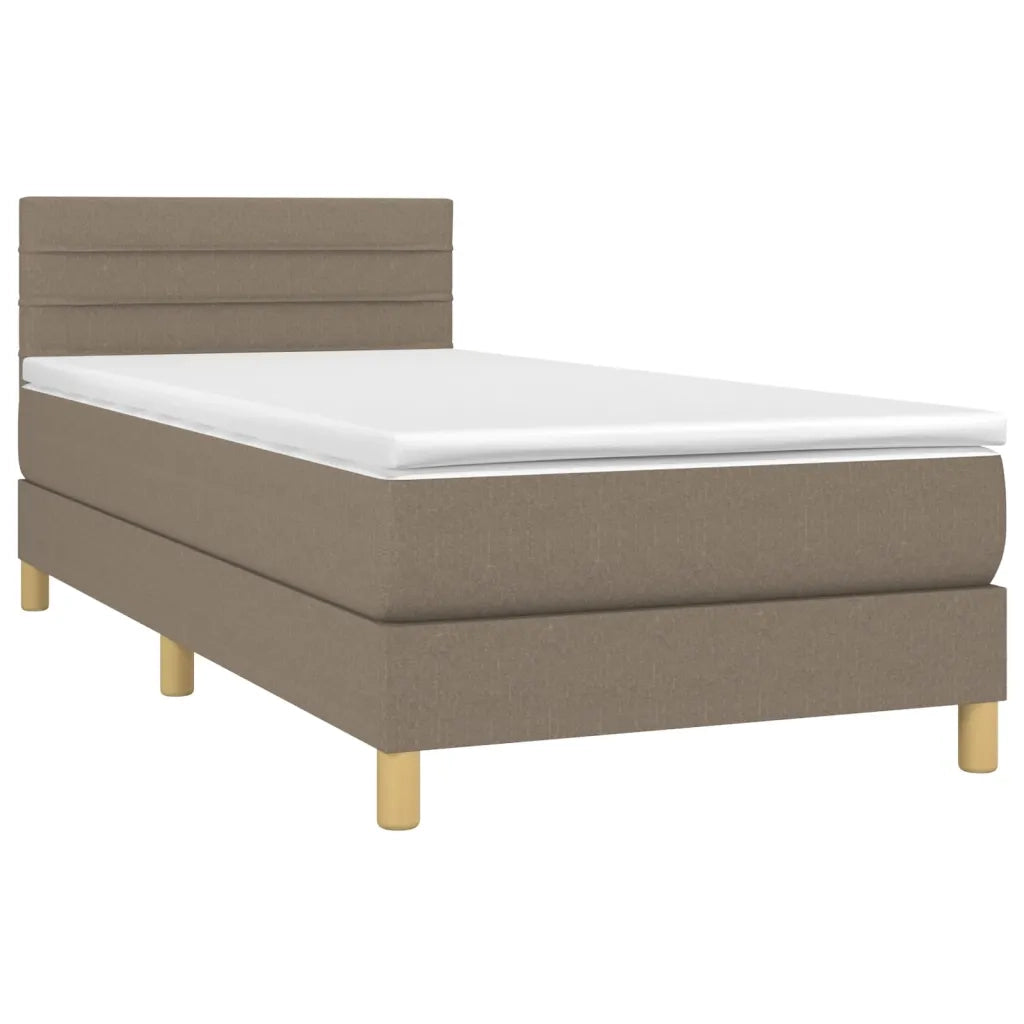 Letto a Molle con Materasso e LED Tortora 90x200 cm in Tessuto cod mxl 62654
