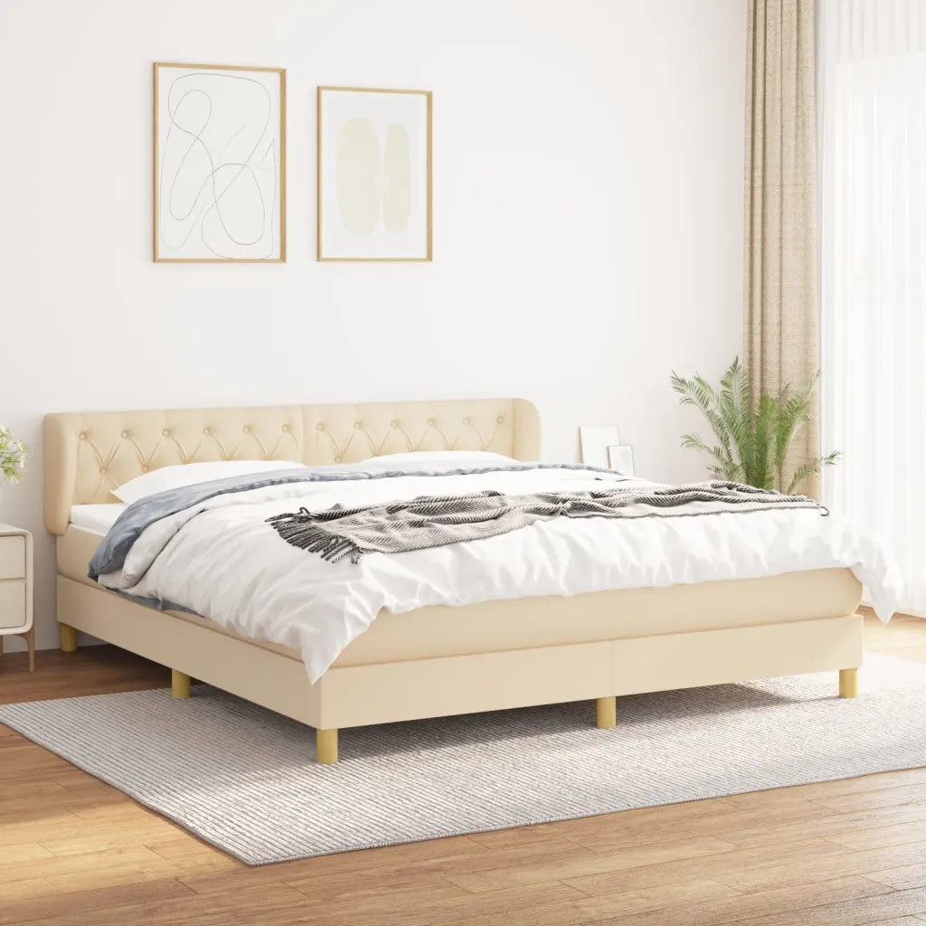 Giroletto a Molle con Materasso Crema 160x200 cm in Tessuto 3127058