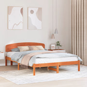 Struttura Letto con Testiera Marrone Cerato 160x200 cm Legno Massello di Pino
