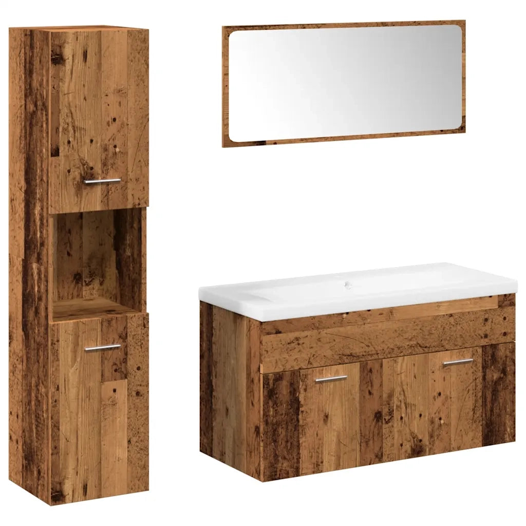 Set Mobili da Bagno 5 pz Legno Antico in Legno Multistrato 3328603