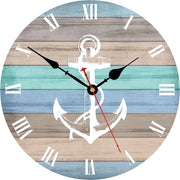 Orologio da parete 12 pollici, stile, alimentato da batterie, arte, orologio da parete decorativo retro, numeri romani leggibili con facilità, linea di navigazione, disegno a forma di ancore.