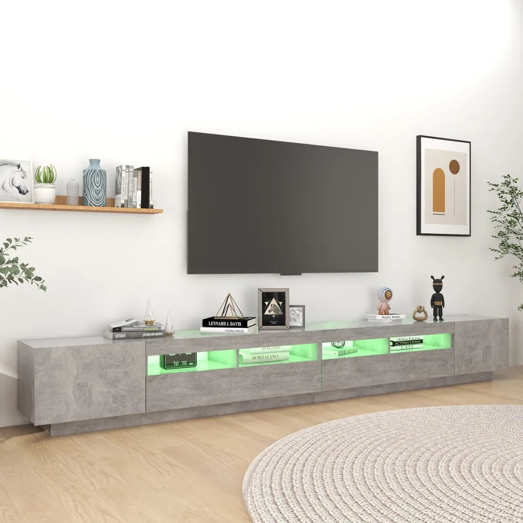 Mobile TV | Armadietto TV | Mobile Porta TV con Luci LED Grigio Cemento 300x35x40 cm