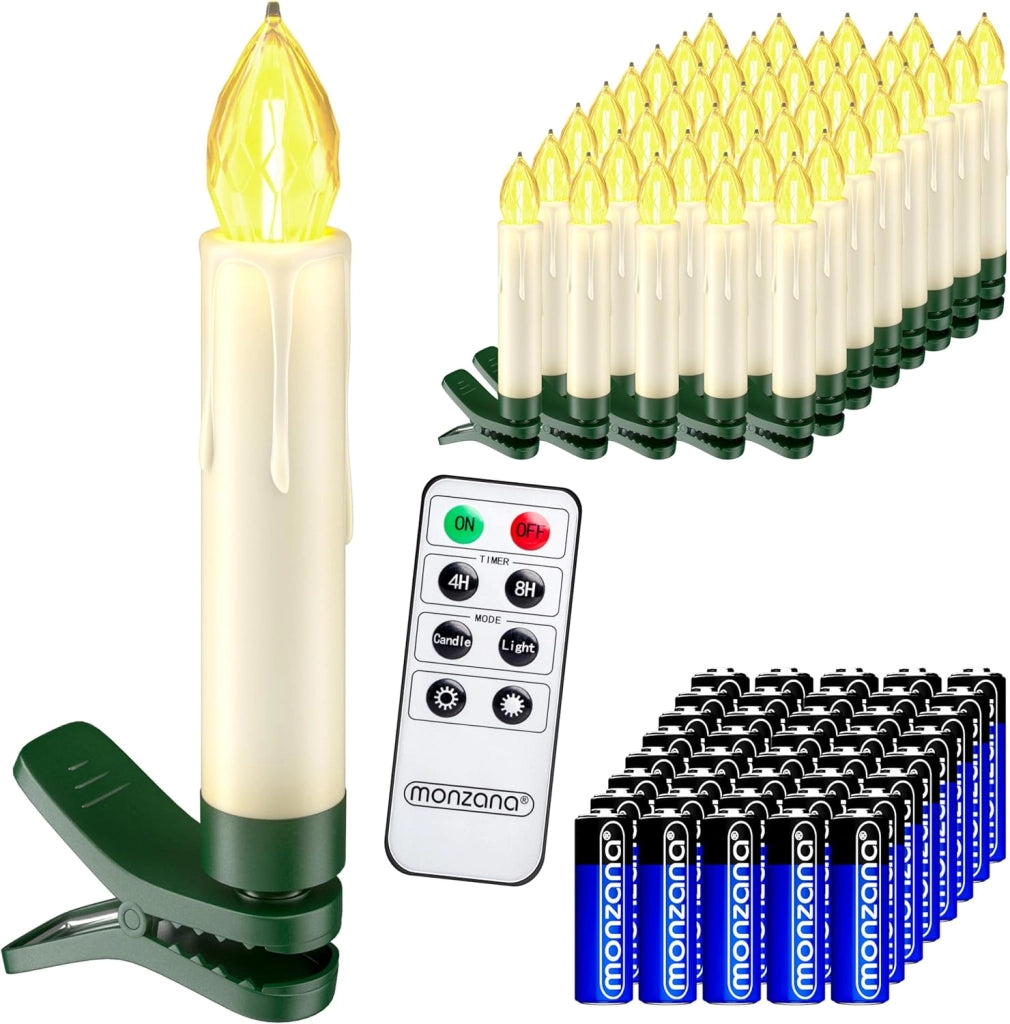 Deuba® Set 20 Candele a LED Albero di Natale Luce Bianca Batteria Wireless con Timer e Telecomando Lucine Natalizie