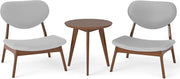 Sedie in Set di 2 con Tavolino, Sedie Relax da Salotto Imbottite in Tessuto di Velluto di Pecora con Struttura in Legno Massello, Sedia Ergonomica da Lettura per Soggiorno (Grigio)