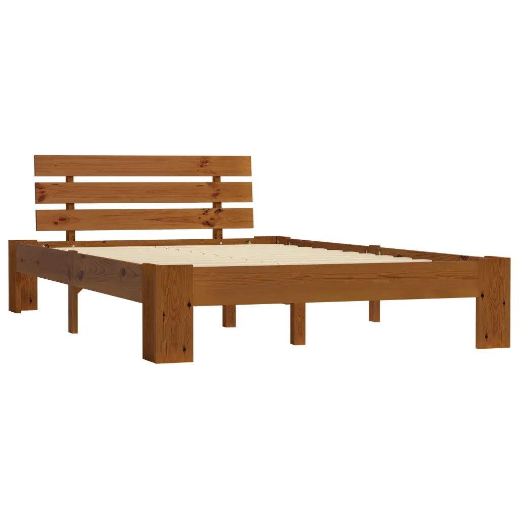 Giroletto senza Materasso-Struttura Letto Marrone Ambrato 140x200 cm in Pino
