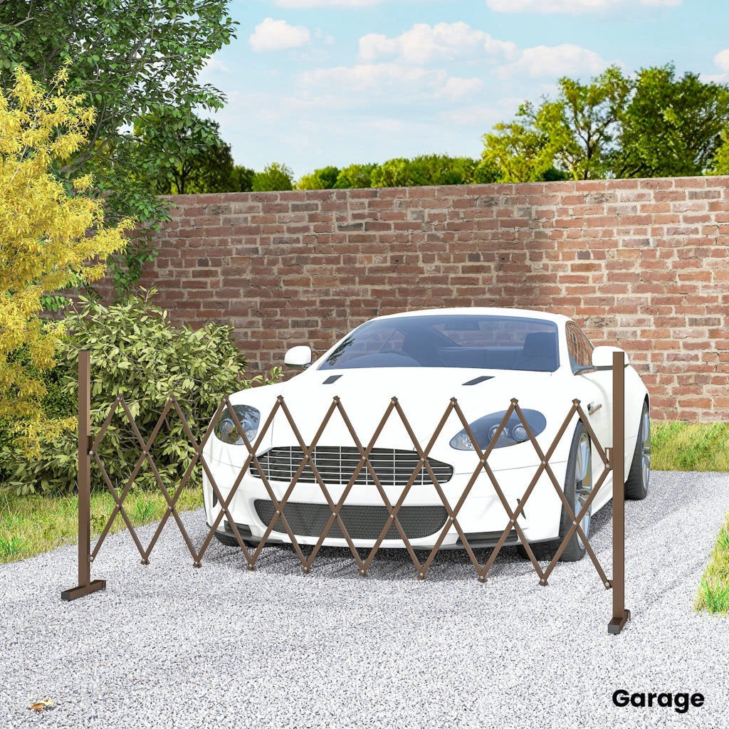 Recinzione per Giardino a Larghezza Regolabile, in Metallo e Alluminio, 250x31x103.5 cm, Marrone