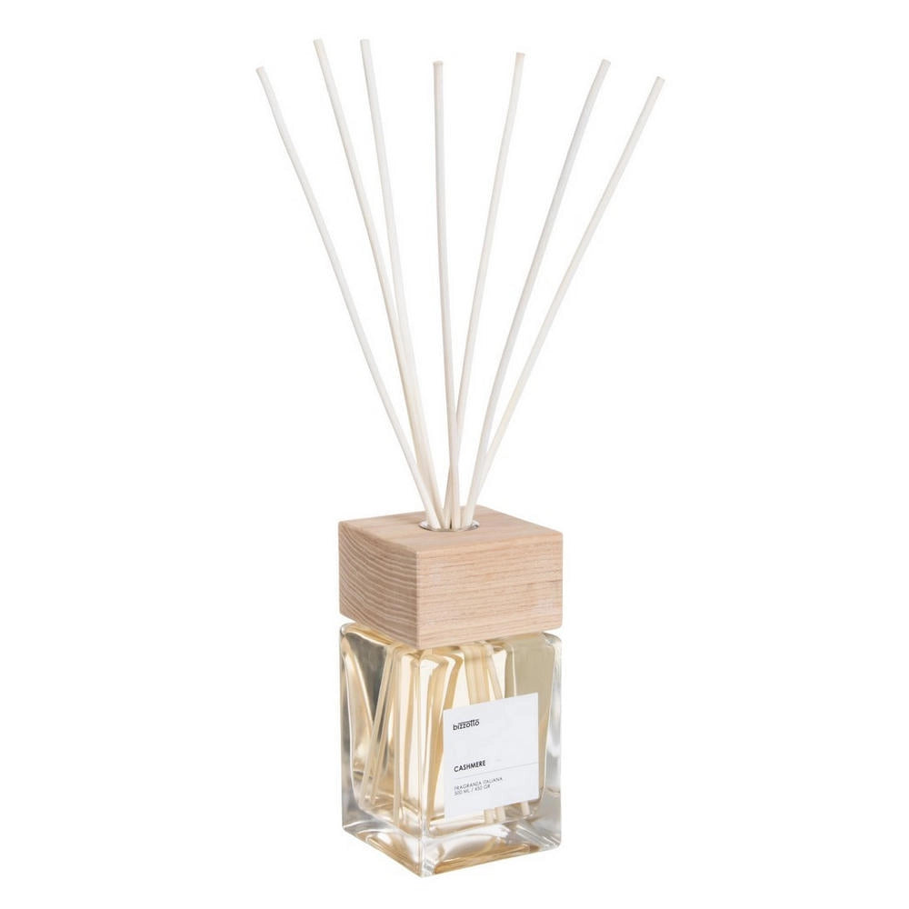 Diffusore per Ambienti con Bastoncini e Tappo in Legno Bizzotto Fragranza: Cashmere, Formato: 500 ml