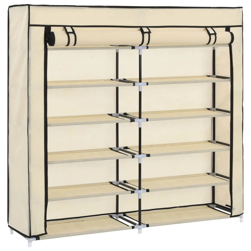 Scarpiera mobile contenitore per scarpe mobile per ingresso/corridoio/soggiorno con coperchio 115 x 28 x 110 cm tessuto crema 02_0021406