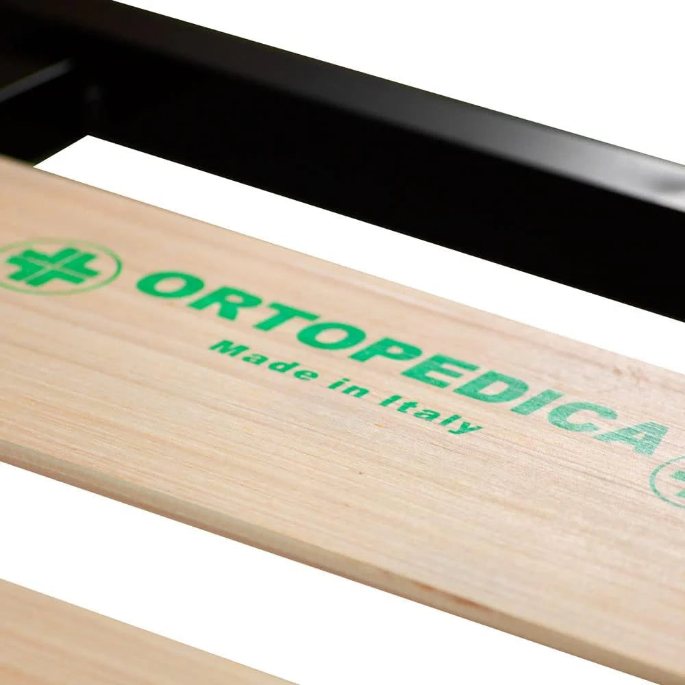Rete ortopedica 80X190 7 doghe in betulla con 4 piedi |100% MADE IN ITALY| struttura in acciaio con angoli anti infortunistici e anti cigolio, altezza 34 cm