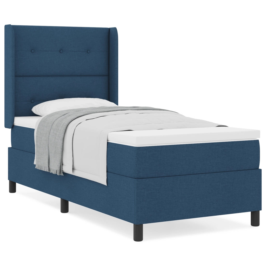 Letto con Box Spring e Materasso Blu 80x200 cm Tessuto