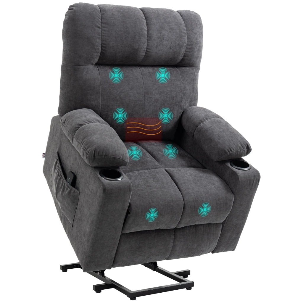Poltrona Reclinabile Massaggiante Elettrica con Poggiapiedi ¨C Zephmum ¨C 144x91x88 Grigio Scuro