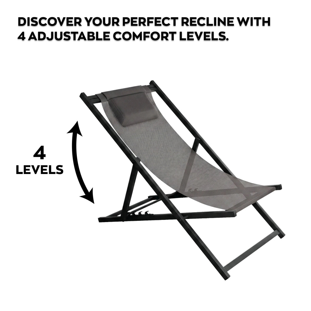 Mezzaluna - Set di 2 sdraio pieghevoli 59x97x104 cm da giardino in alluminio e textilene antracite