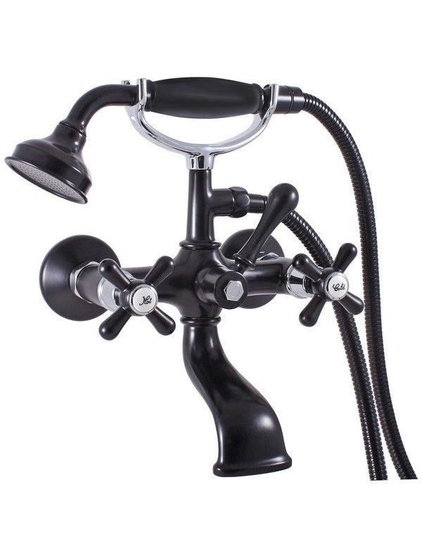 MORAVA RETRO Miscelatore per vasca in cromo nero opaco
