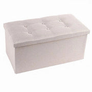 Trade Shop - Pouff Puff Pouf Contenitore Imbottito Portaoggetti Seduta Beige 76x38x35cm 79425 -