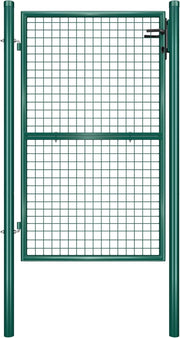 SONGMICS Cancello da Giardino, Cancelletto da Giardino, Acciaio Zincato con Serratura, Porta di 106 x 150 cm (L x H), Tubo Tondo, Cancello per Recinzione, Verde GGD200G