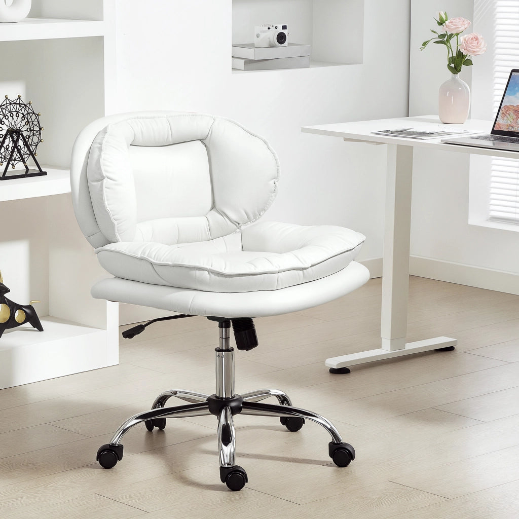 Sedia da Ufficio ¨C zephmum ¨C Imbottita Basculante in Tessuto Bianco