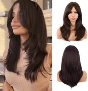 Pruik sintetica 50 cm - Gelaagda pruik con coda di cavallo - Capelli a spalla - Misura della testa 56-61 cm - Stile di capelli con coda di cavallo