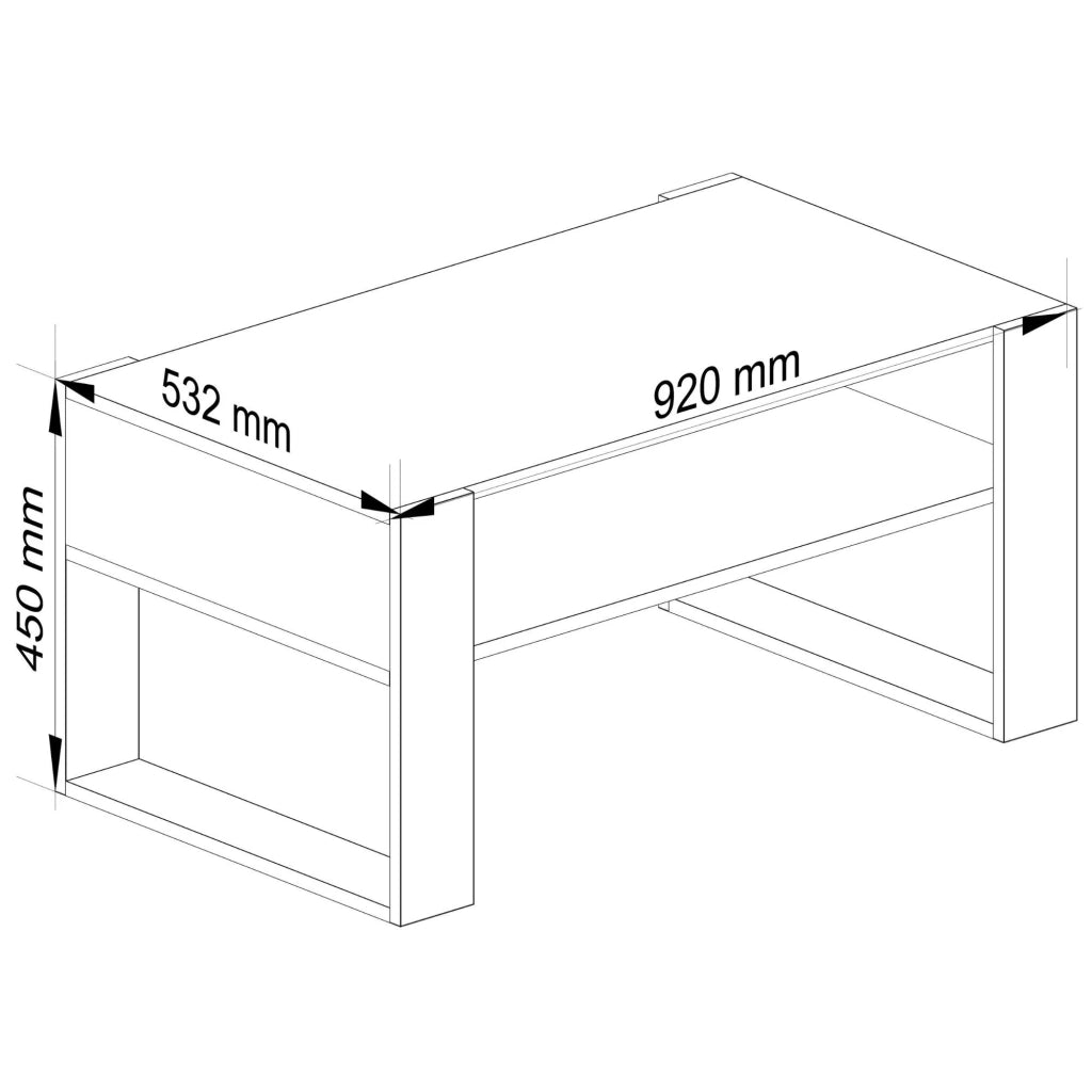 Tavolino da caffè AKORD DOMI Quercia Craft 92 cm Colore Nero 92x53x45 cm