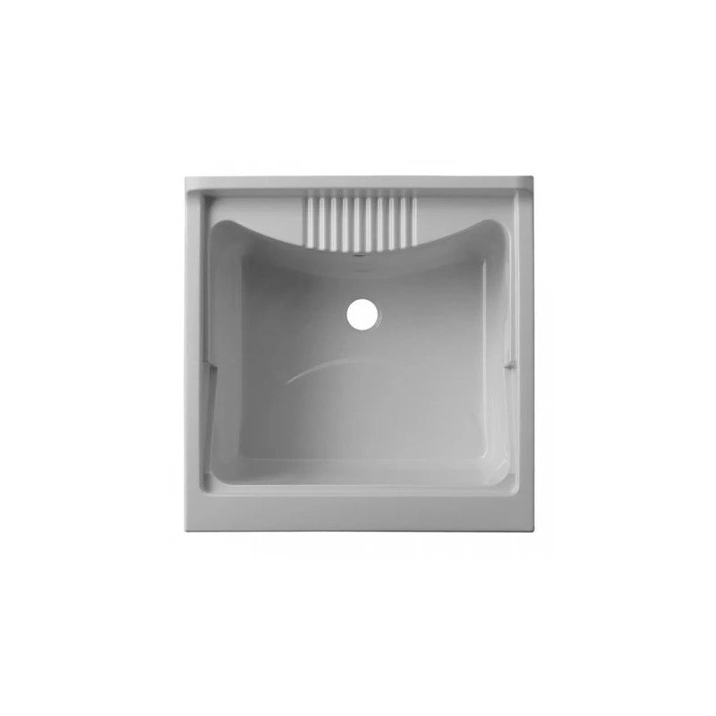 Lavatoio lavapanni bianco in nobilitato idrofugo 60x60 cm con vasca in polipropilene e maniglie cromate  da interno  Negrari