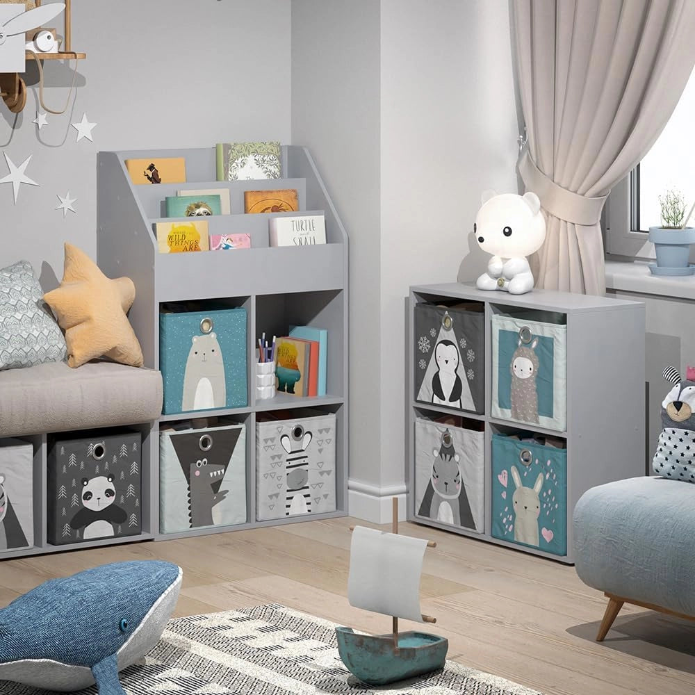 Libreria bambini Luigi, Grigio, 72 x 114.2 cm, combinabile per riporre giocattoli e libri