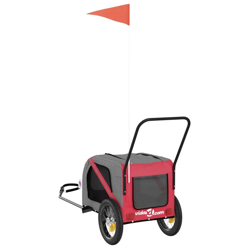 Rimorchio da Bici per Animali Rosso e Nero Oxford e Ferro CFW4781755