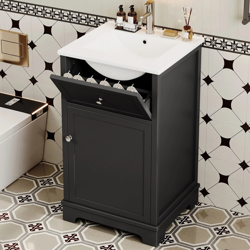 Mobile da Bagno con Lavabo Integrato e Cassetto ¨C Xylo ¨C Nero, MDF, 51x46x87 cm