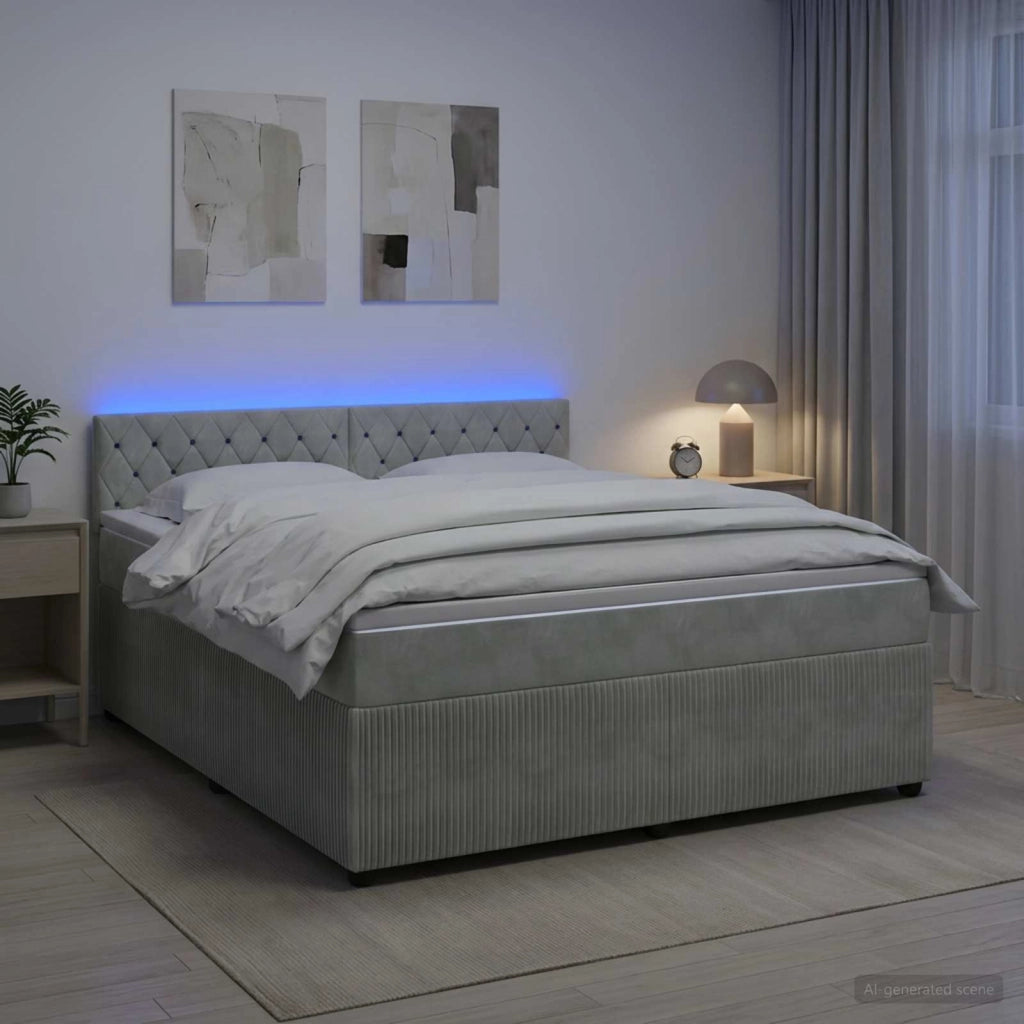 Letto box spring con materasso Grigio Chiaro 180 x 200 cm 3453185