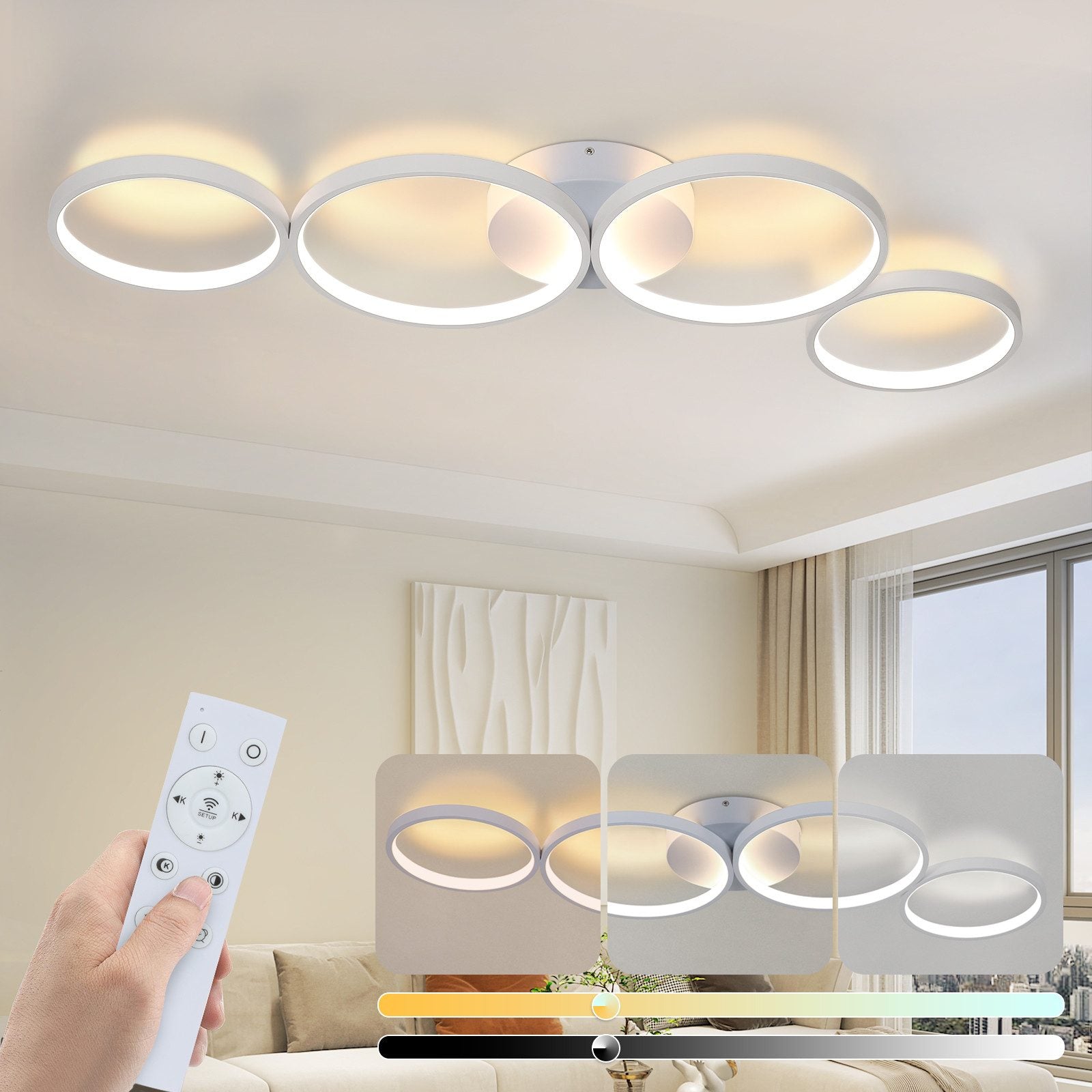 ZMH Lampada da soffitto plafoniera LED moderna con telecomando design per soggiorno