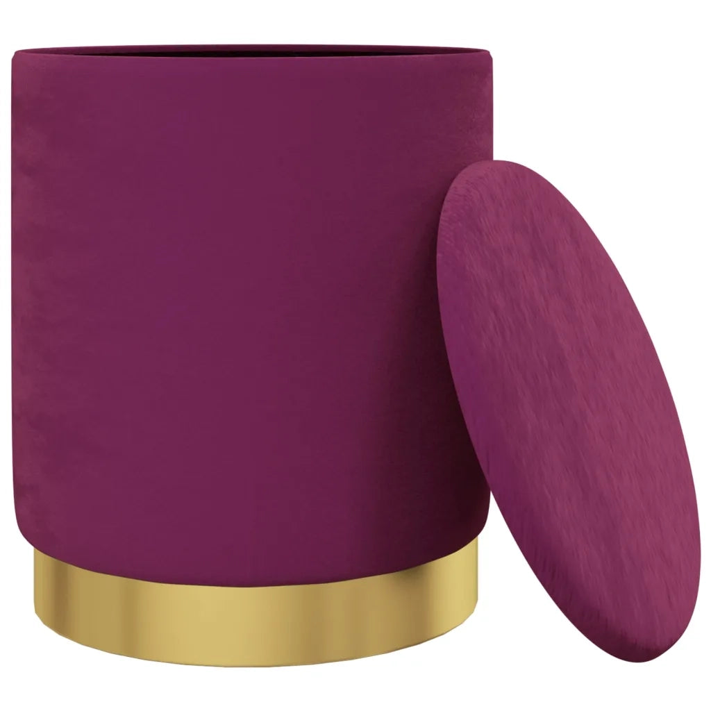 Sgabello Rotondo con Contenitore Viola in Velluto 31 x 37 cm CFW1969862
