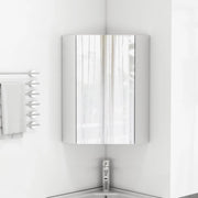 Mobile specchio angolare da parete con tre specchi e cerniere ammortizzate in MDF e vetro bianco
