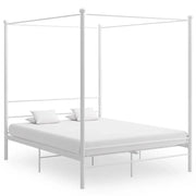 Letto a Baldacchino Bianco in Metallo 160x200 cm