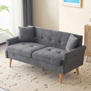 OKWISH Divano 2 Posti con Cuscini, Seduta Spessa 15 cm e Braccioli Ergonomici, Ciniglia Grigio, 162 x 74 x 77 cm