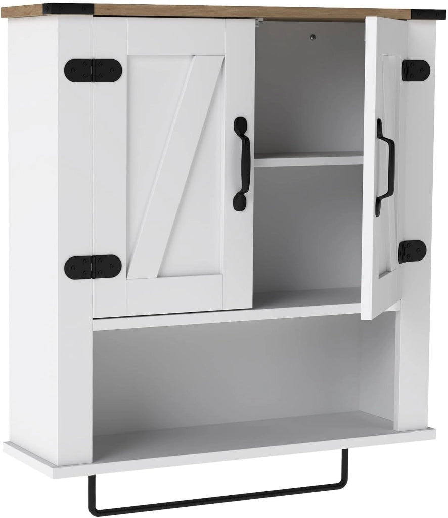Armadietto da Bagno da Appendere con Porta Asciugamani, 3 Ripiani e Ante | Armadio a Parete Multiuso per Bagno, Cucina, Corridoio | 60 x 20 x 72,5 cm