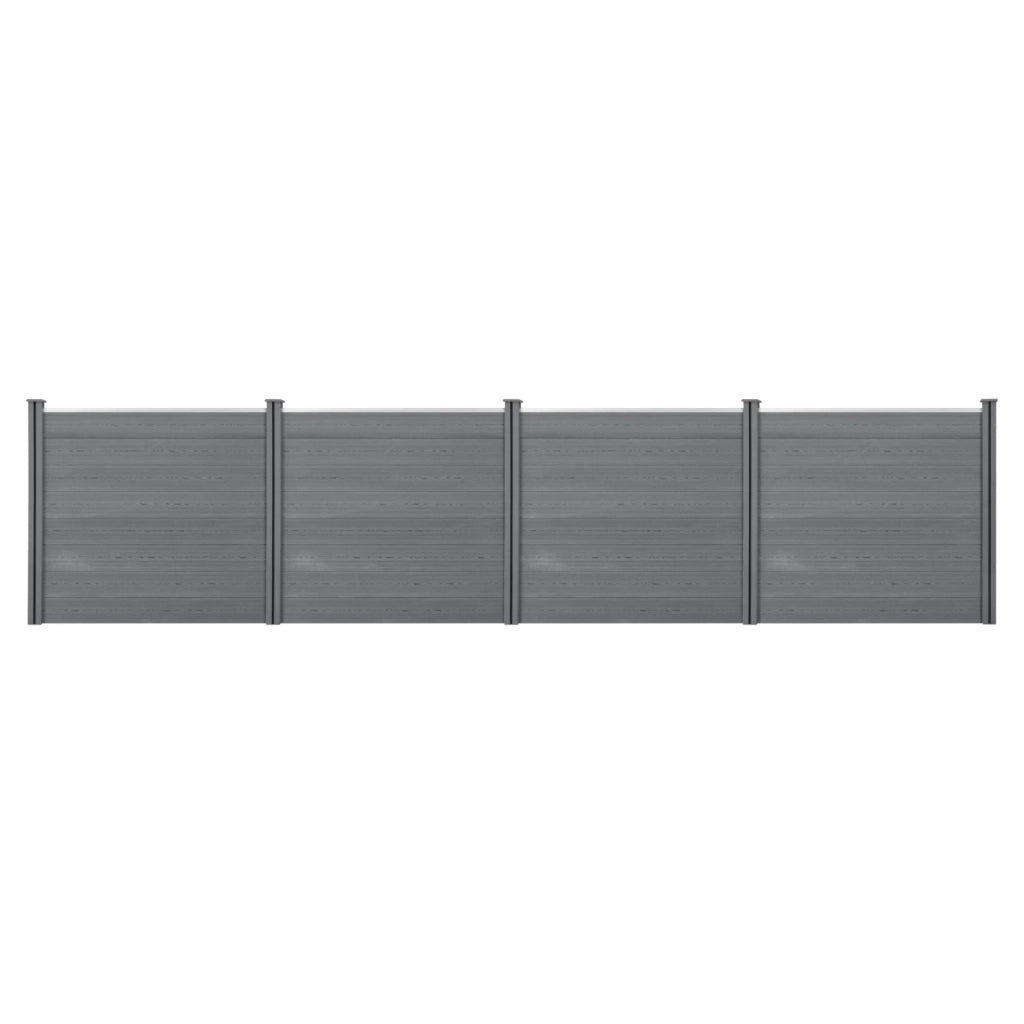 Recinzione per la privacy da giardino con 6 pali assi in legno composito WPC 165 x 618 cm grigio 03_0006582